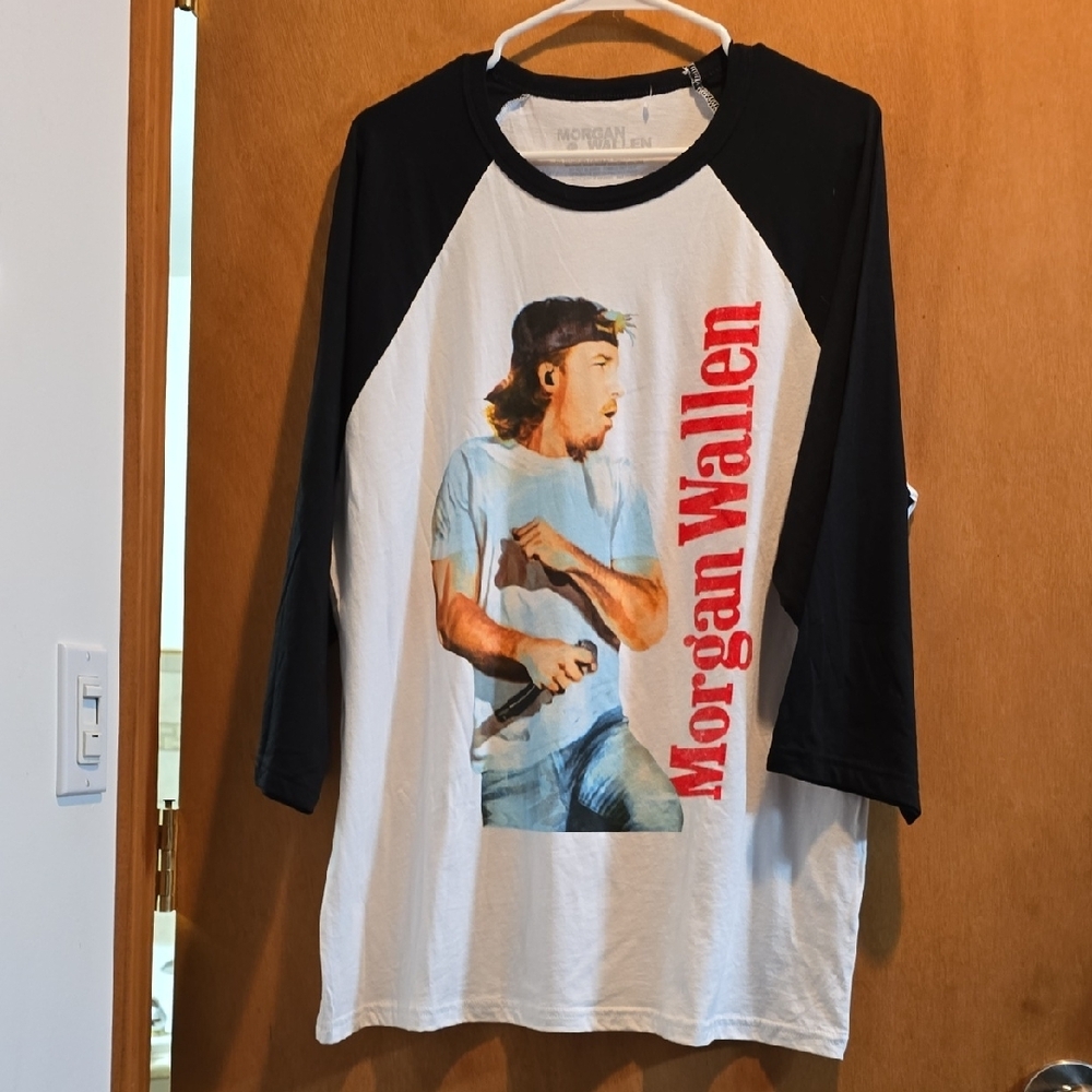 Morgan Wallen Raglan Tee in Black & White - Picture 3 of 6